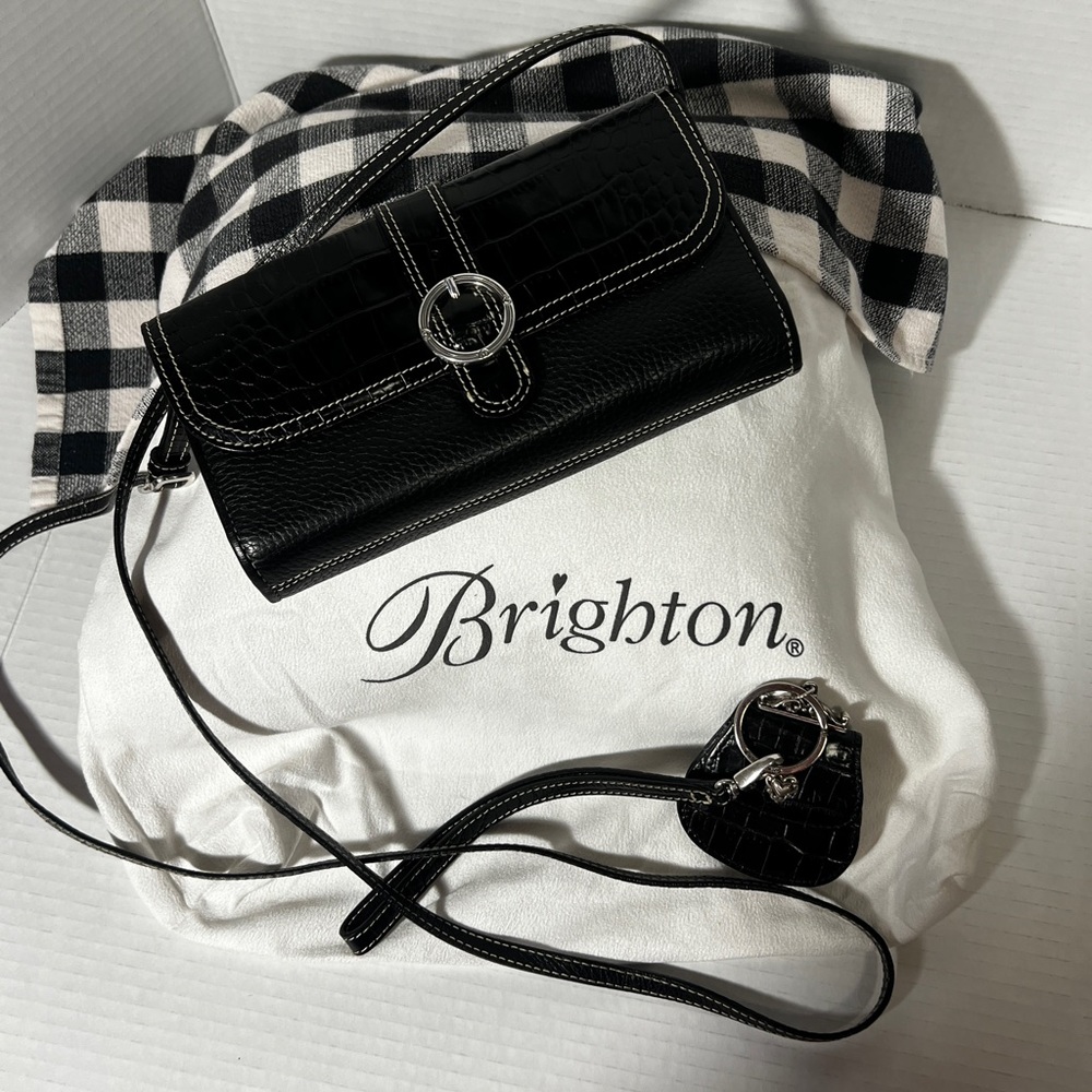 Like new Brighton black crossbody purse with change purse and dust bag